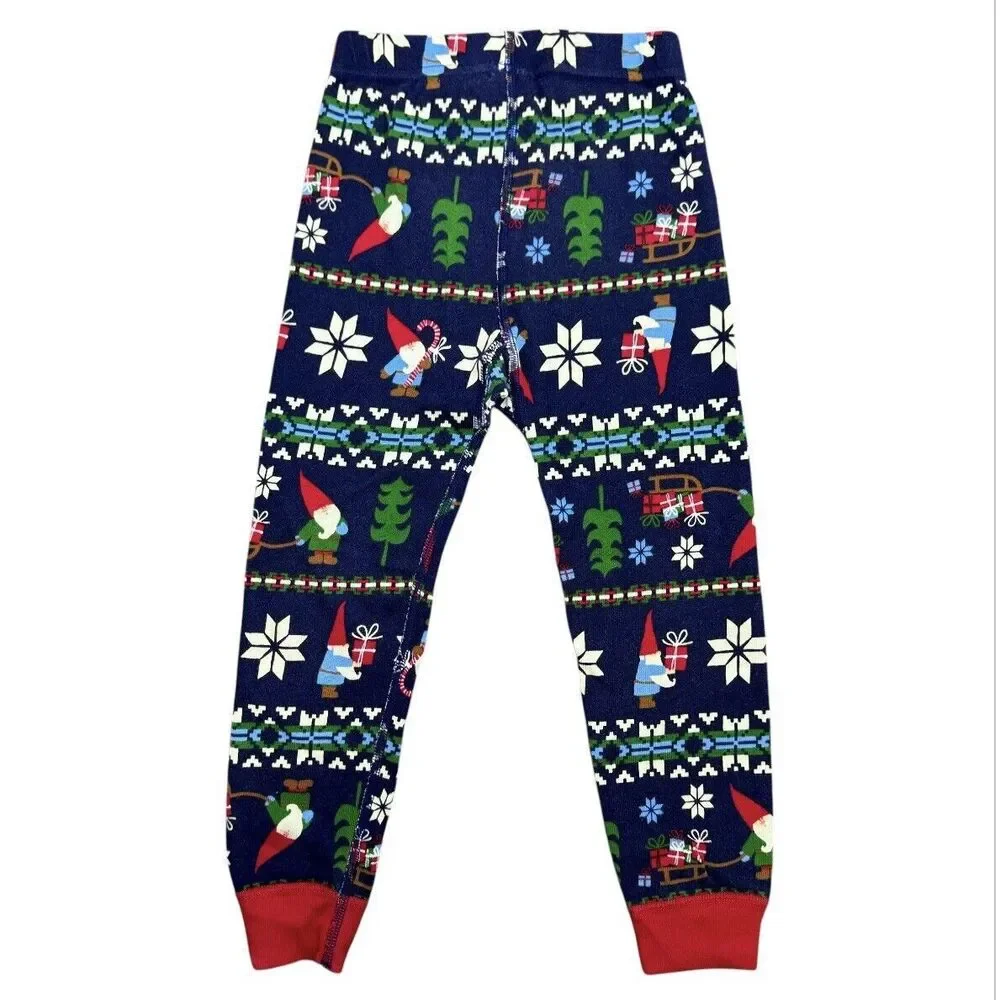 Hanna Andersson Kids Holiday Long John Pajama Set Size US 4 Blue Gnome Sweet - Picture 5 of 9